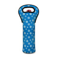 Blue Snowflake Pattern Print Single Neoprene Wine Tote