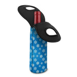 Blue Snowflake Pattern Print Single Neoprene Wine Tote