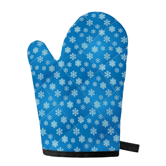 Blue Snowflake Pattern Print Single Oven Mitt