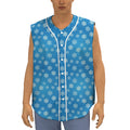 Blue Snowflake Pattern Print Sleeveless Baseball Jersey