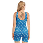 Blue Snowflake Pattern Print Sleeveless One Piece Swimsuit