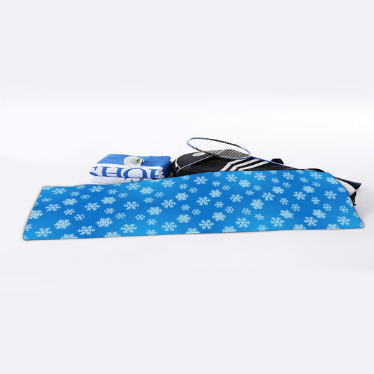 Blue Snowflake Pattern Print Sports Towel