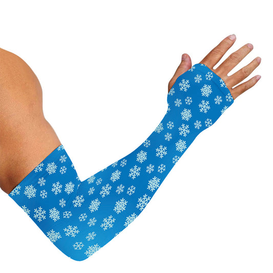 Blue Snowflake Pattern Print Sun Protection Arm Sleeves