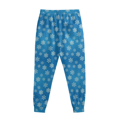 Blue Snowflake Pattern Print Sweatpants