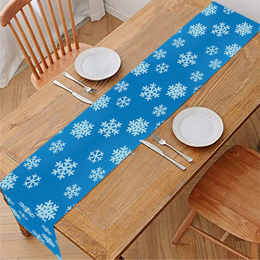 Blue Snowflake Pattern Print Table Runner