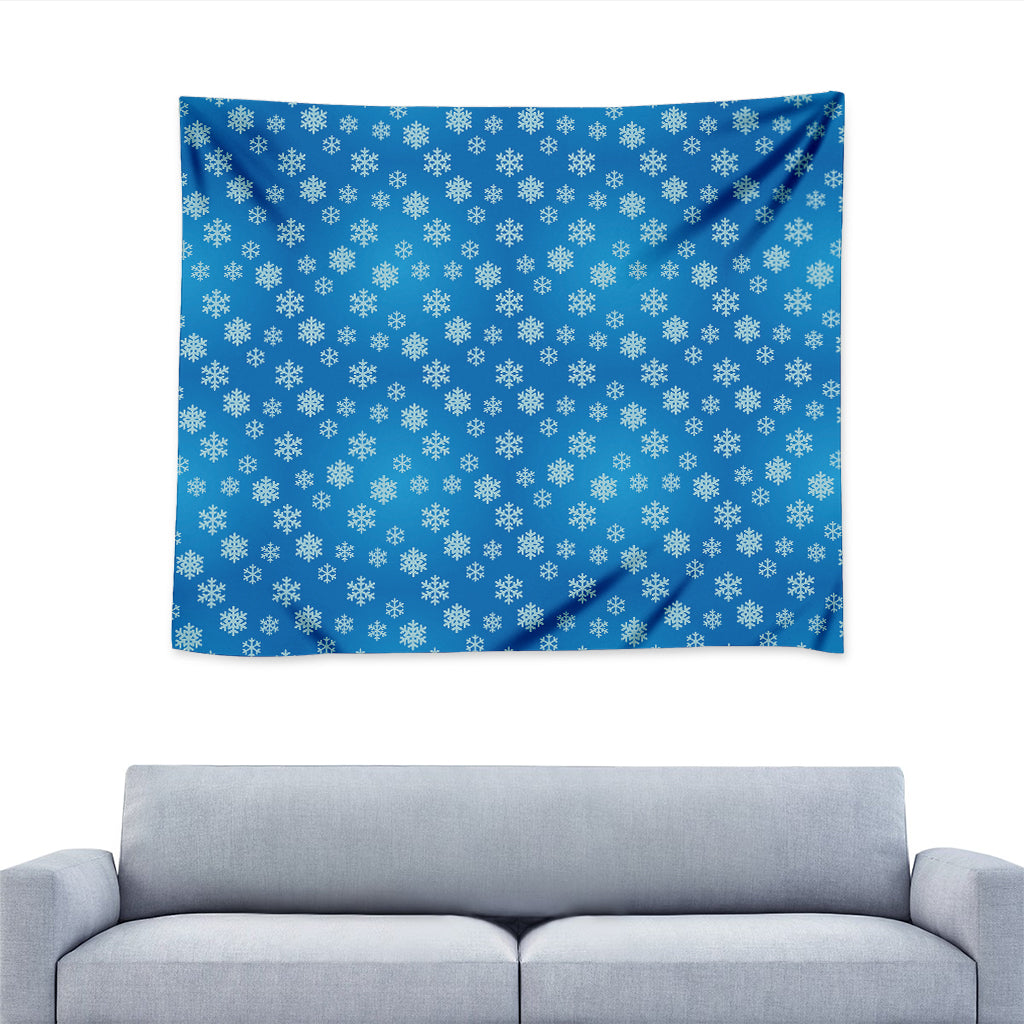 Blue Snowflake Pattern Print Tapestry