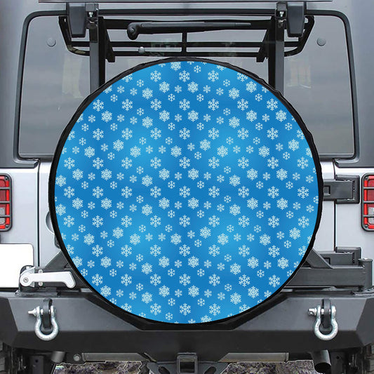 Blue Snowflake Pattern Print Tire Cover