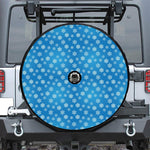 Blue Snowflake Pattern Print Tire Cover With Camera Hole
