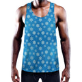 Blue Snowflake Pattern Print Men's Workout Tank Top