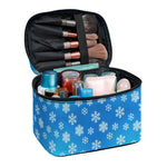 Blue Snowflake Pattern Print Travel Makeup Bag