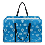 Blue Snowflake Pattern Print Utility Tote Bag