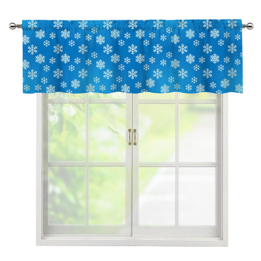 Blue Snowflake Pattern Print Window Valance