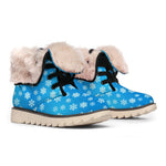 Blue Snowflake Pattern Print Winter Boots