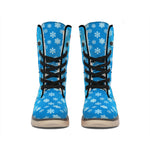 Blue Snowflake Pattern Print Winter Boots
