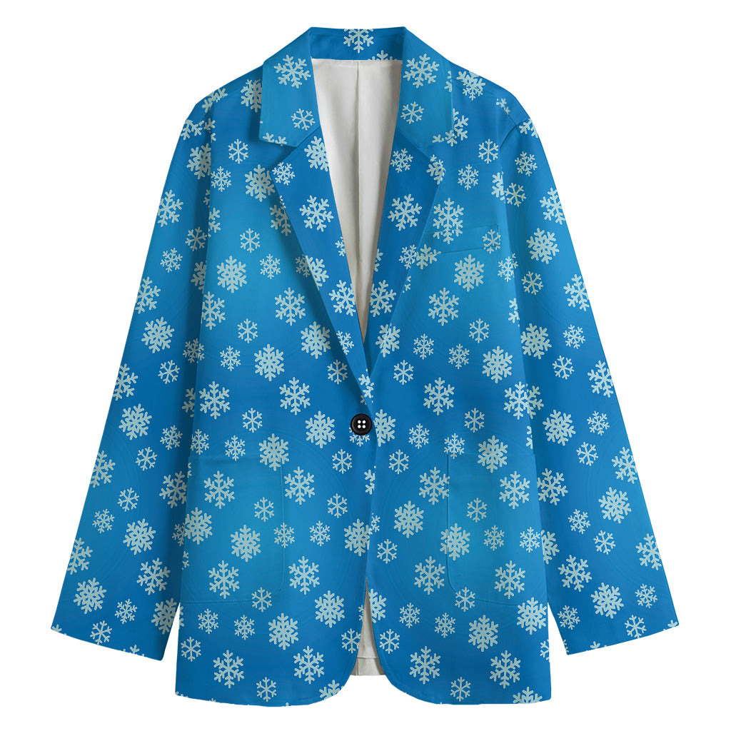 Blue Snowflake Pattern Print Women's Blazer