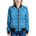 Blue Snowflake Pattern Print Women's Bomber Jacket