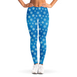 Blue Snowflake Pattern Print Women's Leggings