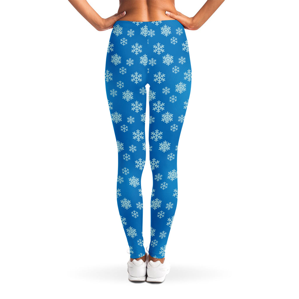 Blue Snowflake Pattern Print Women's Leggings