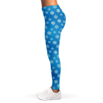 Blue Snowflake Pattern Print Women's Leggings