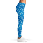Blue Snowflake Pattern Print Women's Leggings