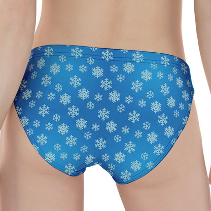 Blue Snowflake Pattern Print Women's Panties