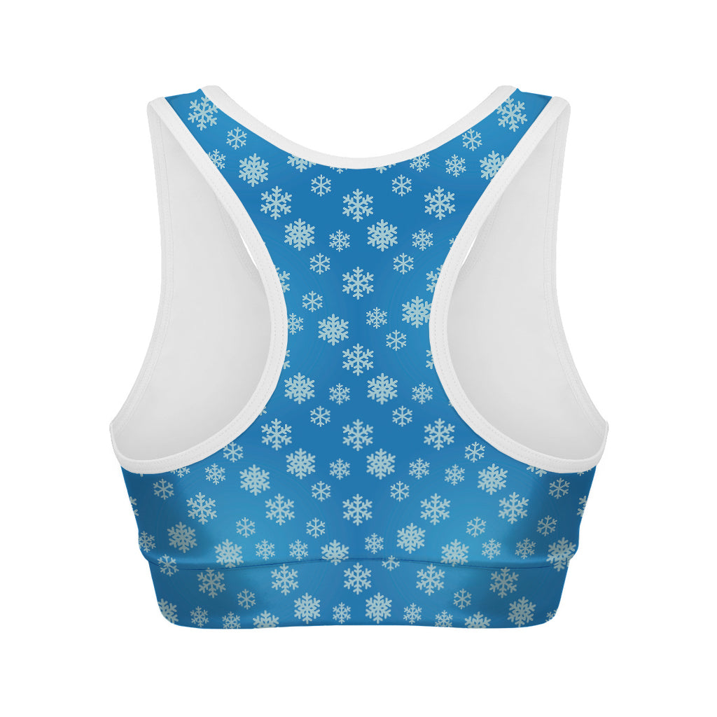 Blue Snowflake Pattern Print Women's Sports Bra