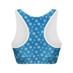 Blue Snowflake Pattern Print Women's Sports Bra