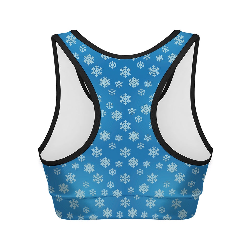 Blue Snowflake Pattern Print Women's Sports Bra