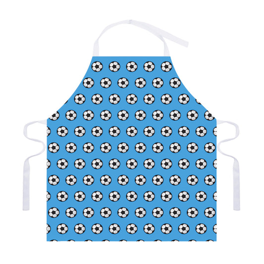 Blue Soccer Ball Pattern Print Adjustable Apron