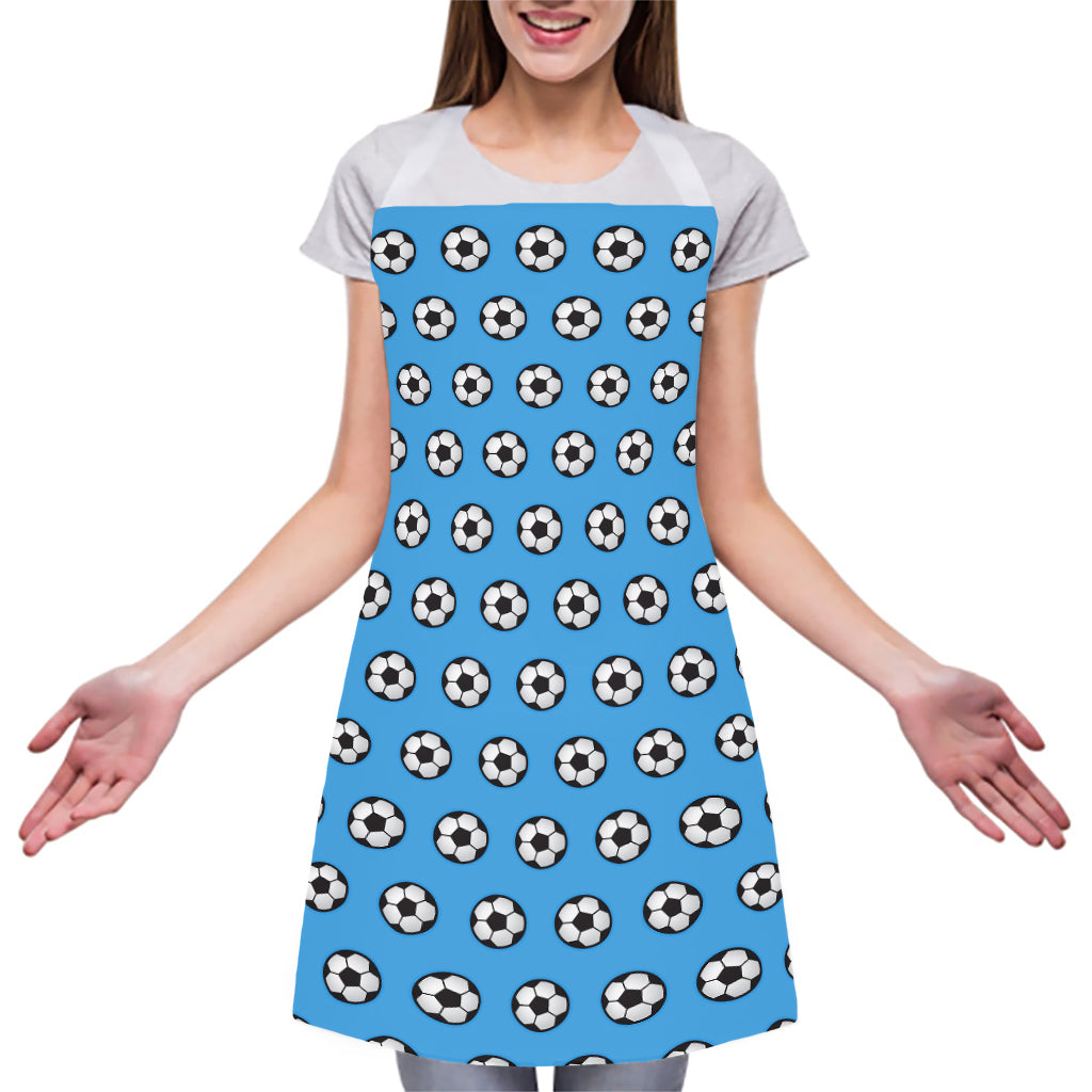 Blue Soccer Ball Pattern Print Adjustable Apron