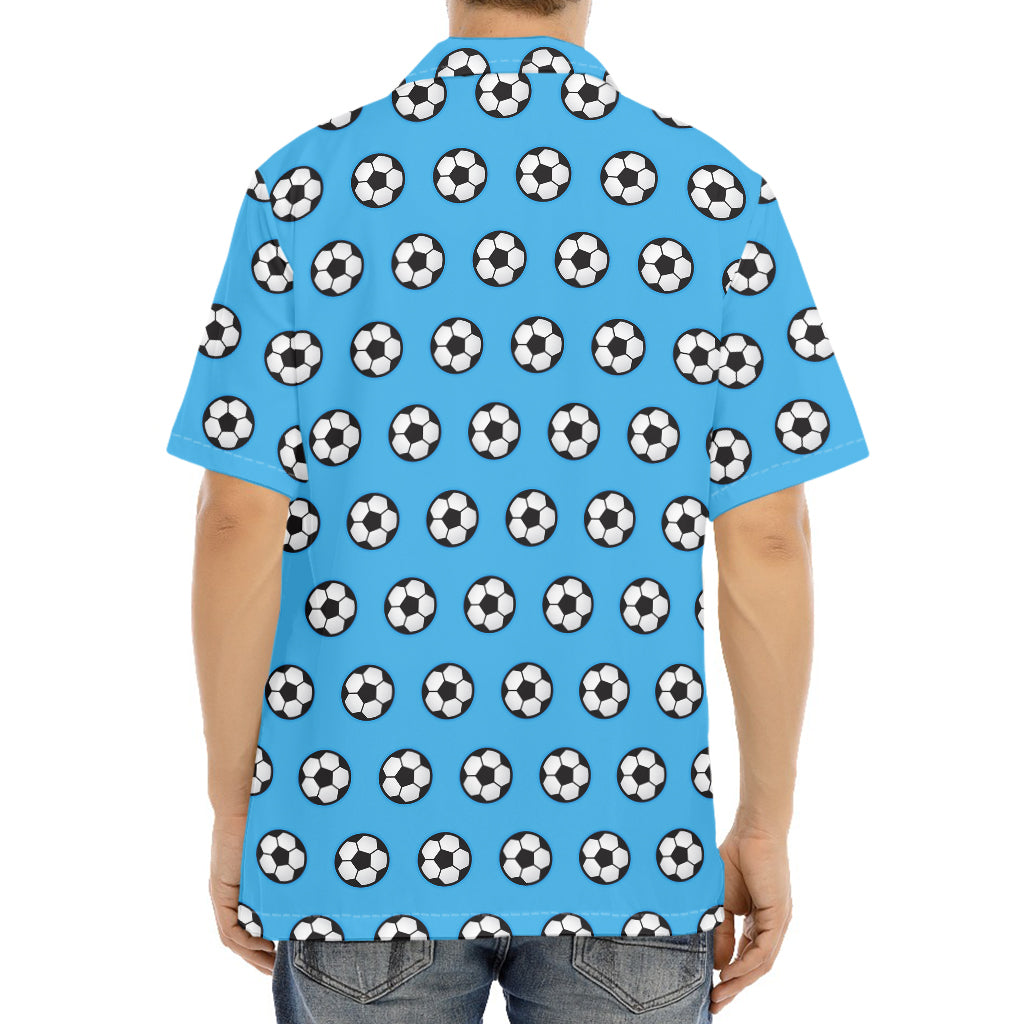 Blue Soccer Ball Pattern Print Aloha Shirt