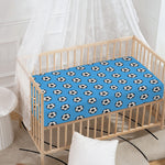 Blue Soccer Ball Pattern Print Baby Crib Sheet