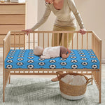 Blue Soccer Ball Pattern Print Baby Crib Sheet