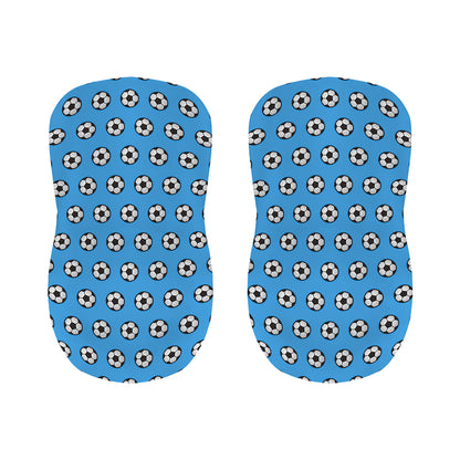 Blue Soccer Ball Pattern Print Bar Stool Covers