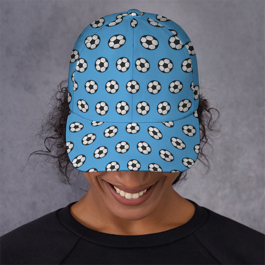 Blue Soccer Ball Pattern Print Baseball Cap