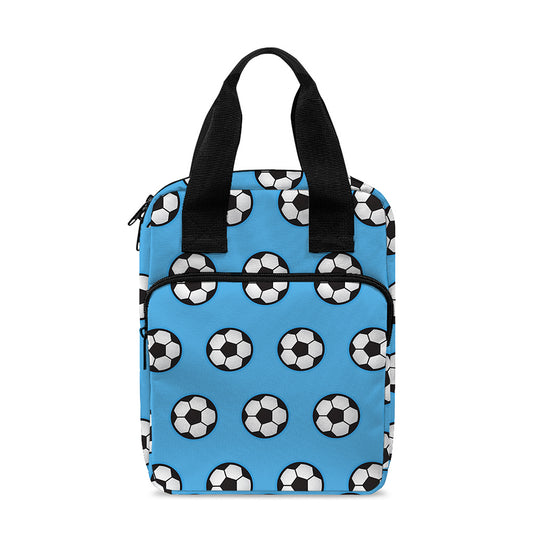 Blue Soccer Ball Pattern Print Bible Tote Bag