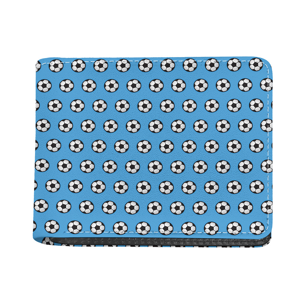 Blue Soccer Ball Pattern Print Bifold Wallet