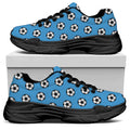 Blue Soccer Ball Pattern Print Black Chunky Shoes