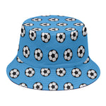 Blue Soccer Ball Pattern Print Bucket Hat