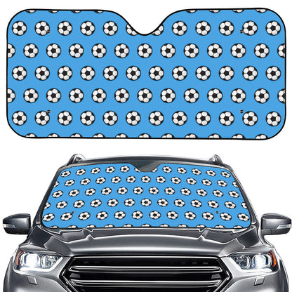 Blue Soccer Ball Pattern Print Car Windshield Sun Shade