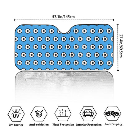 Blue Soccer Ball Pattern Print Car Windshield Sun Shade