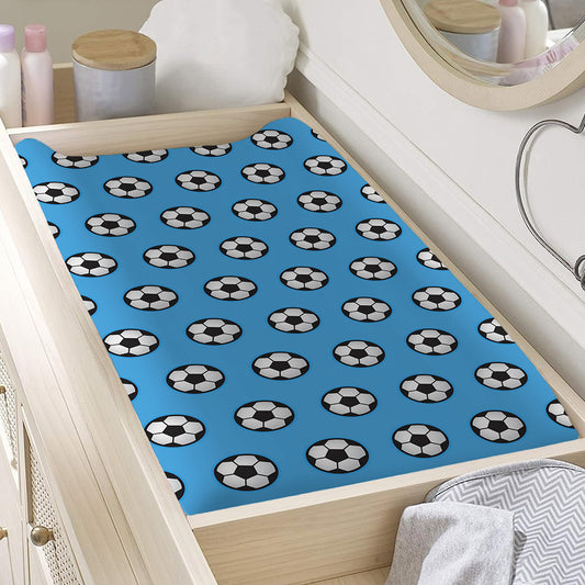 Blue Soccer Ball Pattern Print Changing Pad Cover