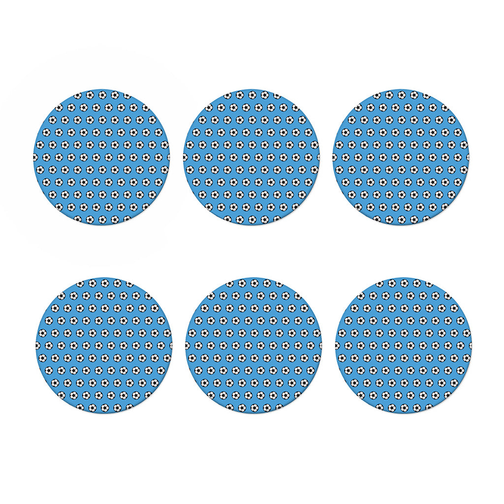 Blue Soccer Ball Pattern Print Coaster Set
