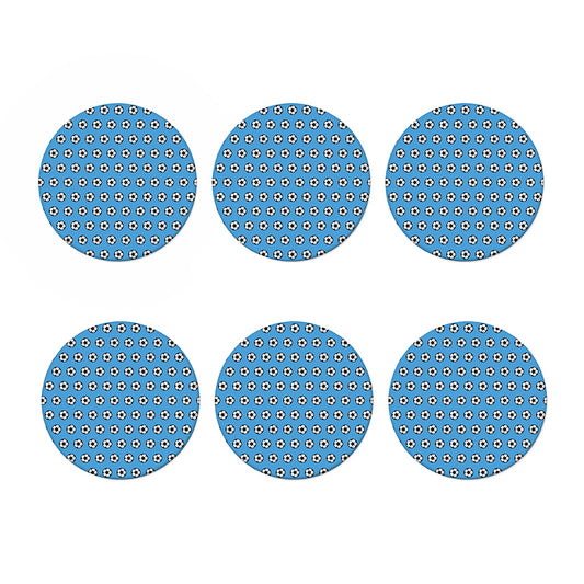 Blue Soccer Ball Pattern Print Coaster Set