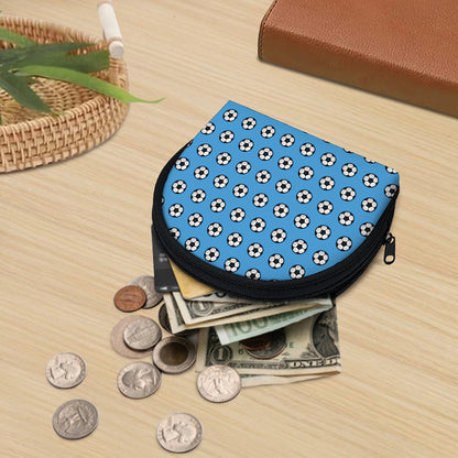Blue Soccer Ball Pattern Print Coin Purse