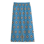 Blue Soccer Ball Pattern Print Cotton Front Slit Maxi Skirt