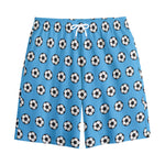 Blue Soccer Ball Pattern Print Cotton Shorts