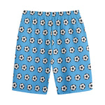 Blue Soccer Ball Pattern Print Cotton Shorts