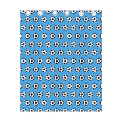 Blue Soccer Ball Pattern Print Curtain