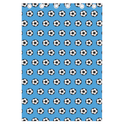 Blue Soccer Ball Pattern Print Curtain